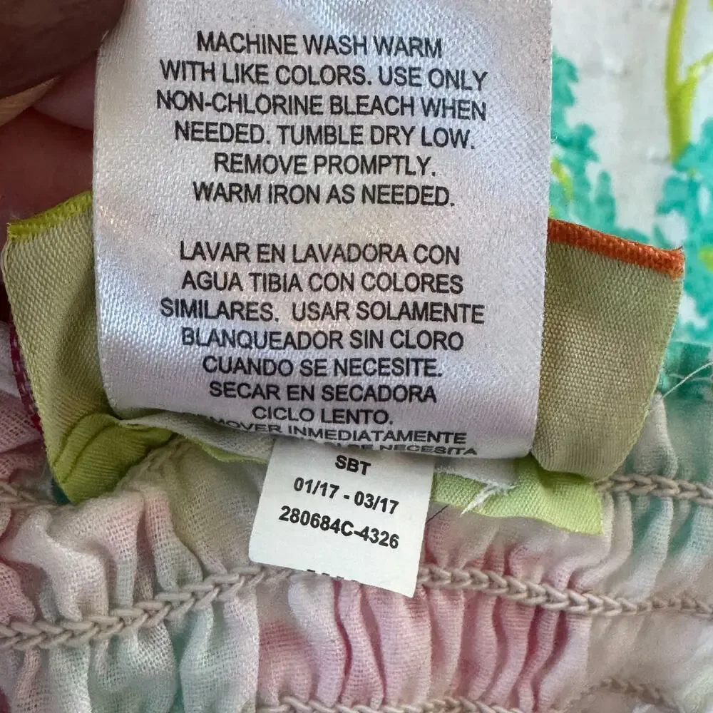 Penelope Mack Girls Floral Smocked Sundress Pink Teal White Lined Size 6 Preppy